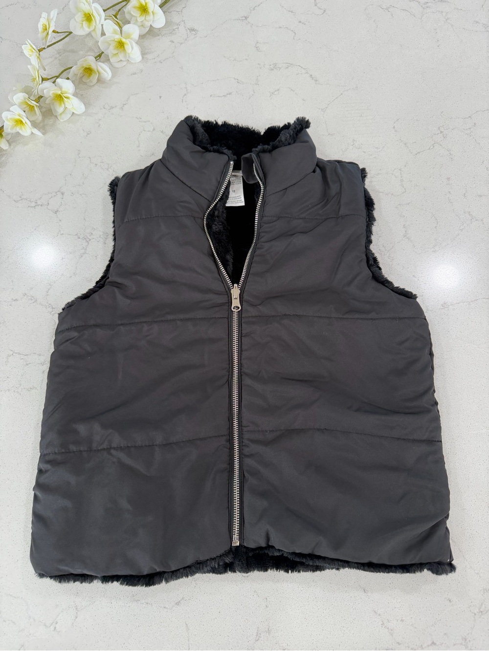 Rachel Zoe Black Faux-Fur Lined Puffer Vest